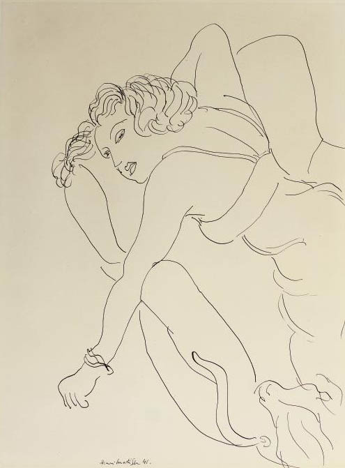 Femme alanguie sur un fauteuil 
