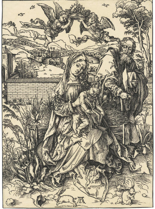 The Holy Family with three Hares (B. 102; M., Holl. 212; S.M.S. 108) 
