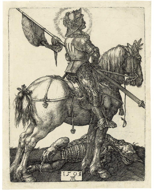Saint George on Horseback (B. 54; M., Holl. 56; S.M.S. 41) 

