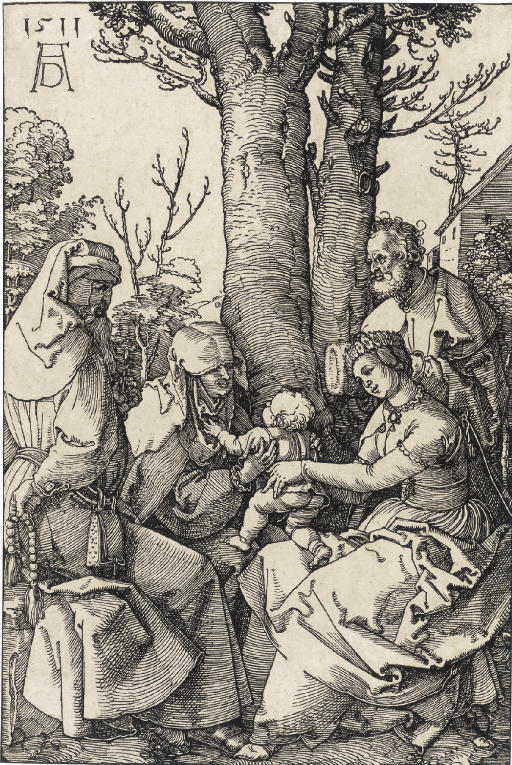 The Holy Family with Joachim and Anne under a Tree (B. 96; M., Holl. 215; S.M.S. 226)
