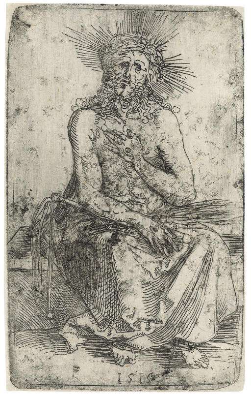 The Man of Sorrows seated (B., M., Holl. 22; S.M.S. 78) 

