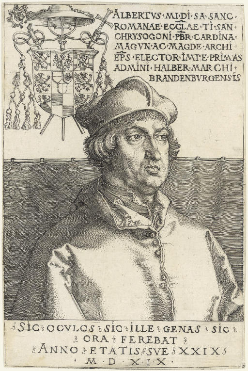 Cardinal Albrecht of Brandenburg (The Small Cardinal) (B.102; M., Holl. 100; S.M.S. 89)
