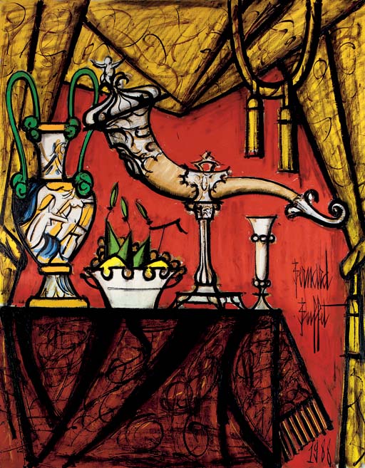 Bernard Buffet (1928-1999) , Nature morte à la corne d'abondance