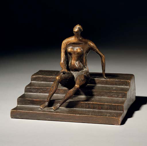Seated figure on square steps 
