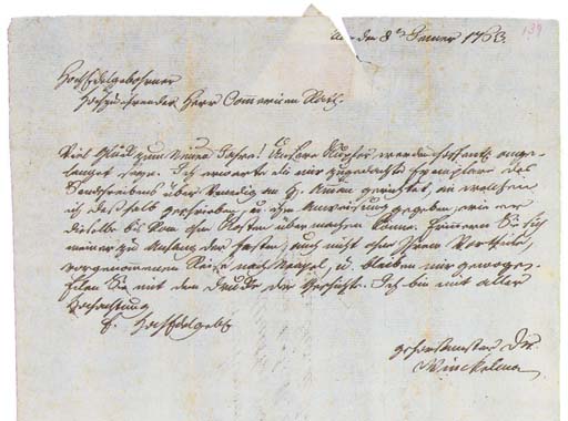 Winckelmann Johann Joachim 1717 1768 Autograph Letter Signed Winckelmann To His Publisher Georg Konrad Walther Rome