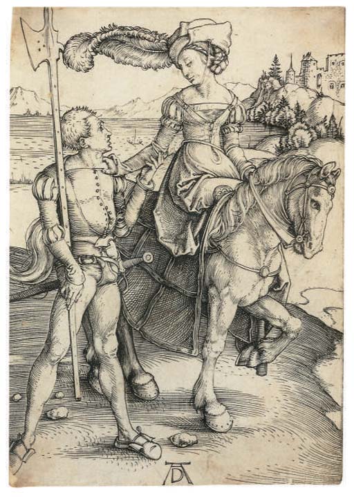Lady on Horseback and Lansquenet (B. 82; M., Holl. 84; S.M.S. 16) 
