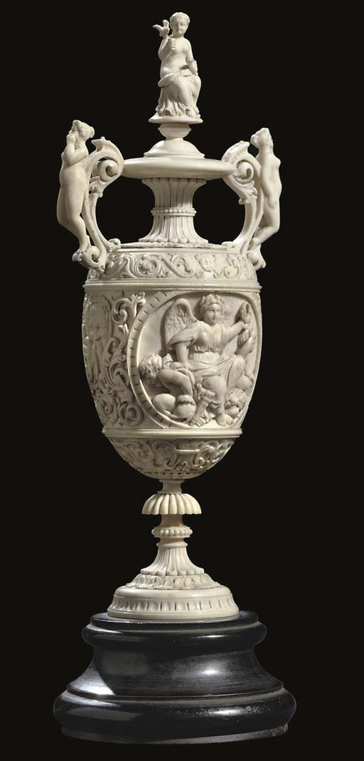 A German Carved Ivory Vase And Cover Last Quarter 19th Century