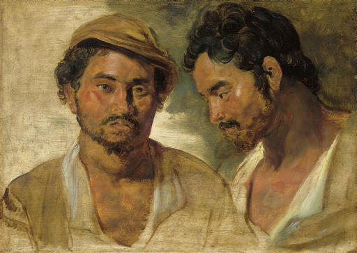 Two studies of a man, head and shoulders 
