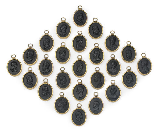 A COLLECTION OF TWENTY-FIVE WEDGWOOD BLACK BASALT OVAL PORTRAIT