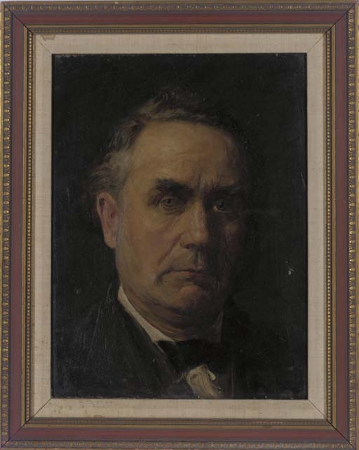 Portrait of a gentleman, bust-length, in black coat and bow-tie

