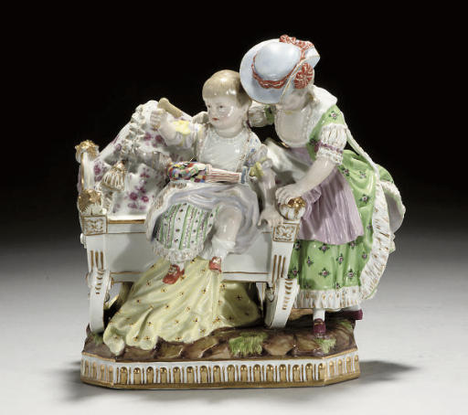 A MEISSEN FIGURE OF A YOUTH , CIRCA 1880, BLUE CROSSED SWORDS MARK