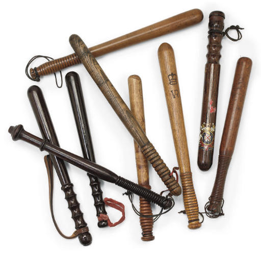 NINE ASSORTED WOOD POLICE TRUNCHEONS , LATE 19TH OR EARLY 20TH CENTURY Christie's
