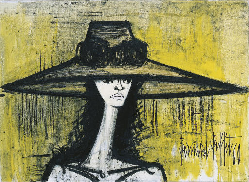 ベルナール・ビュッフェ、「Femme au grand chapeau」 ベルナール・ビュッフェ、「Femme au grand chapeau」
