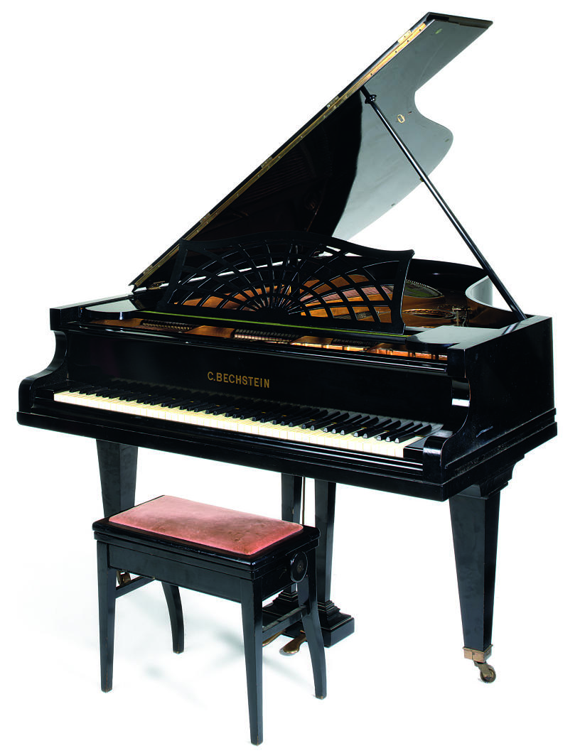 A BECHSTEIN BLACK LACQUER BABY GRAND PIANO , MODEL B, 1928 NO.134365