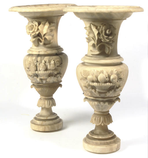A PAIR OF ITALIAN CARVED ALABASTER VASES , LATE 19TH CENTURY Christie's