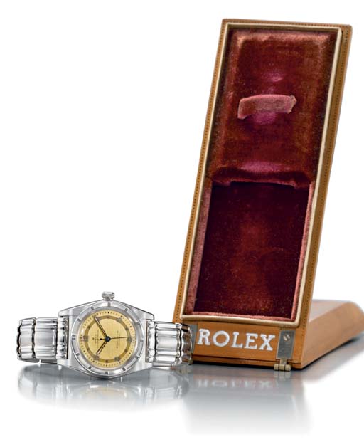 Rolex. A fine and rare stainless steel self-winding water-resistant bubble back wristwatch with 