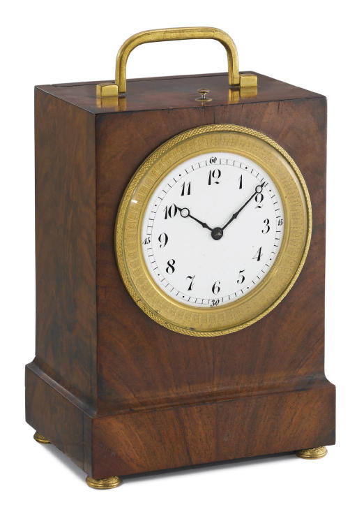 Breguet. A fine and unusual gilt brass and mahogany three train quarter