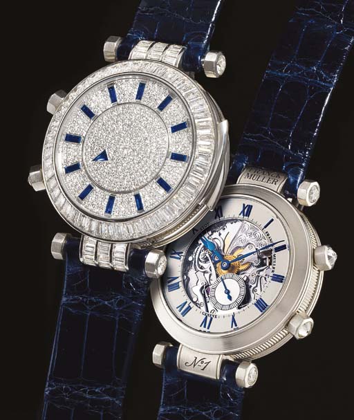 FRANCK MULLER. A VERY IMPORTANT, FINE AND UNIQUE PLATINUM AND DI