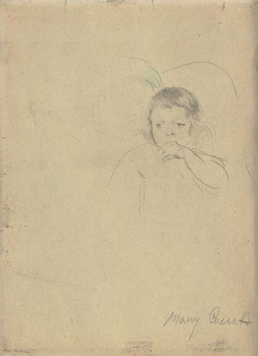Two Children, One Sucking Her Thumb: A Double Sided Work 
