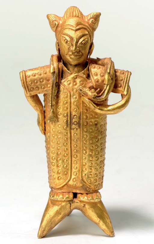 19世紀 アンティーク パリアン像 コープランド Go to sleep A CHINESE GILT AND LACQUERED WOOD FIGURE OF A CAPARISONED