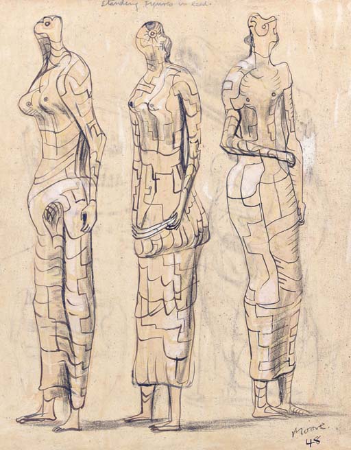 Three Standing Figures in Lead 
