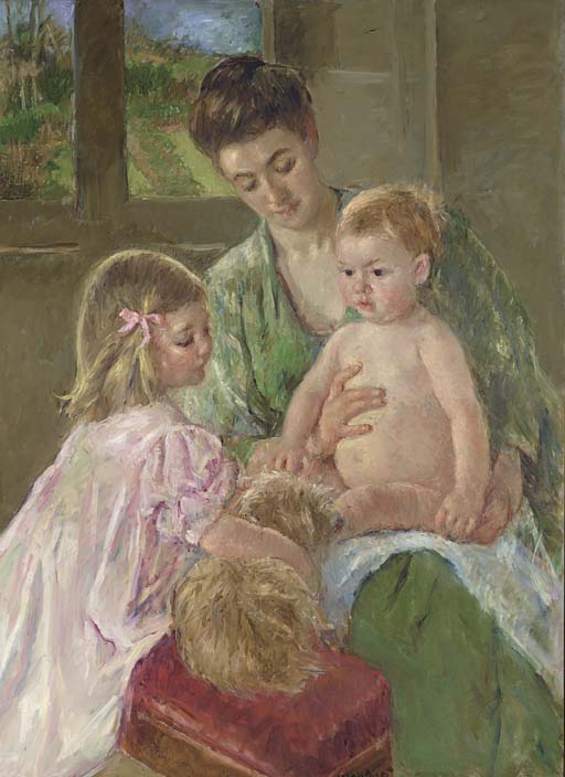 Children Playing with a Dog 
