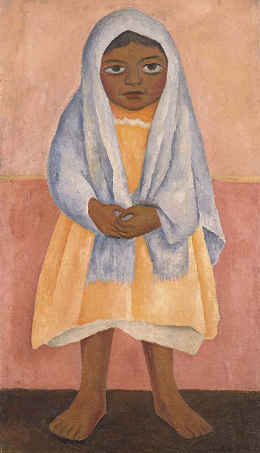 Niña con rebozo gris 
