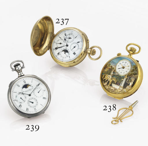 JULES J RGENSEN. A RARE 18K GOLD HUNTER CASE MINUTE REPEATING