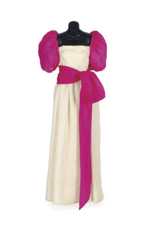 evening dress in shocking pink faille