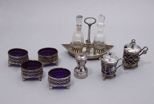 Set de condiments en argent massif du 20e siècle, A.I.C. c
