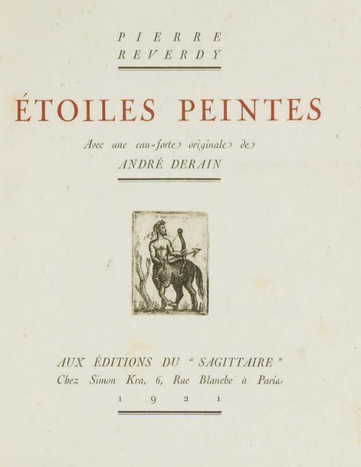 DERAIN] -- REVERDY, Pierre (1889-1960). Étoiles peintes. Paris