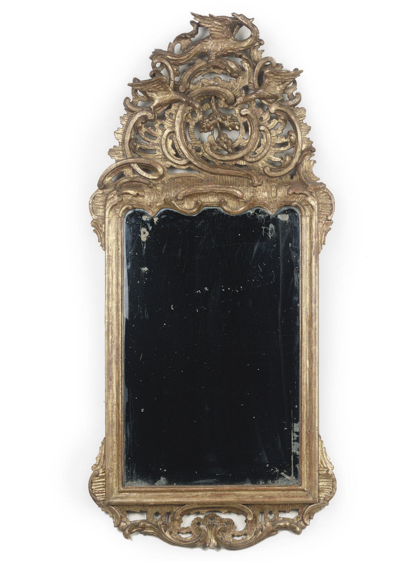 A GERMAN GILTWOOD MIRROR , MID18TH CENTURY, PROBABLY POTSDAM, IN THE