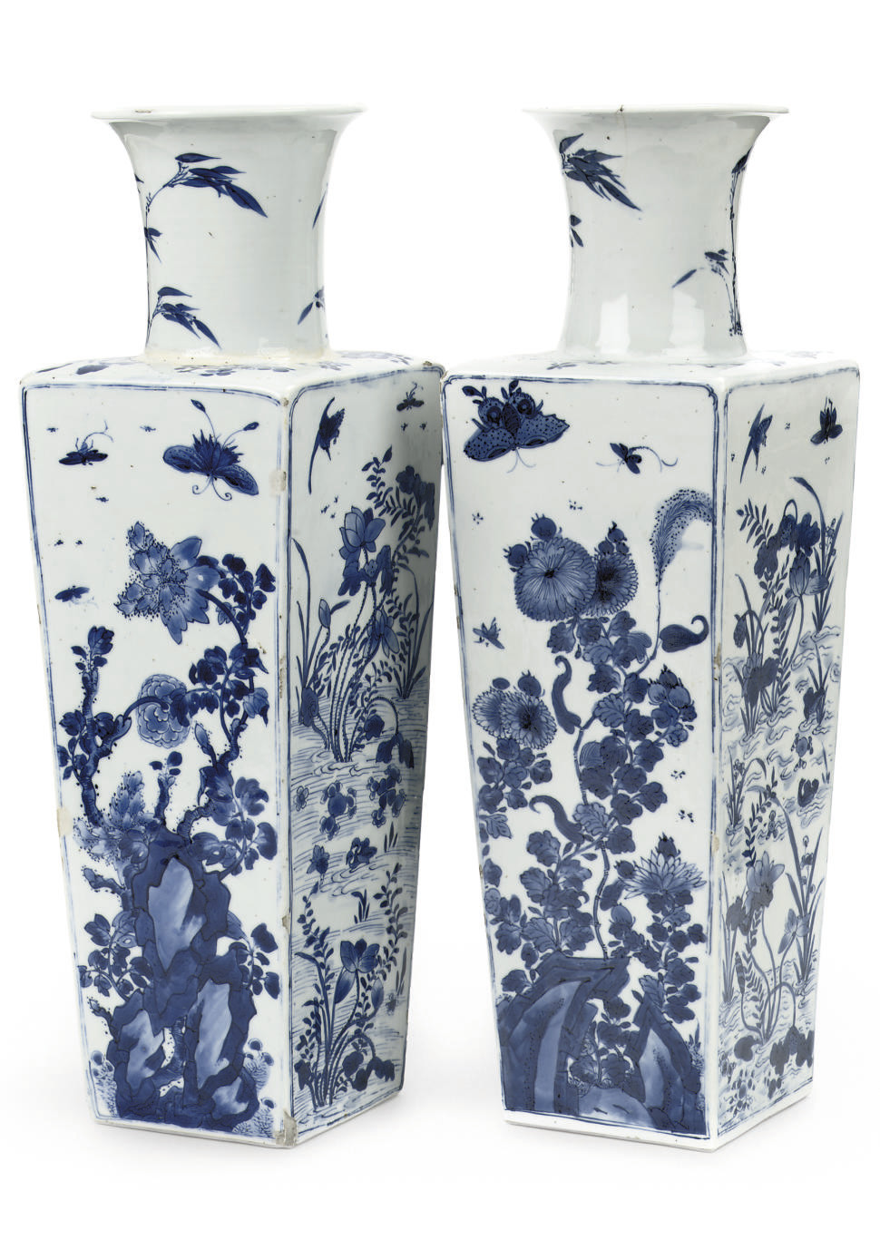 A pair of Chinese blue and white rectangular vases , KANGXI (16621722
