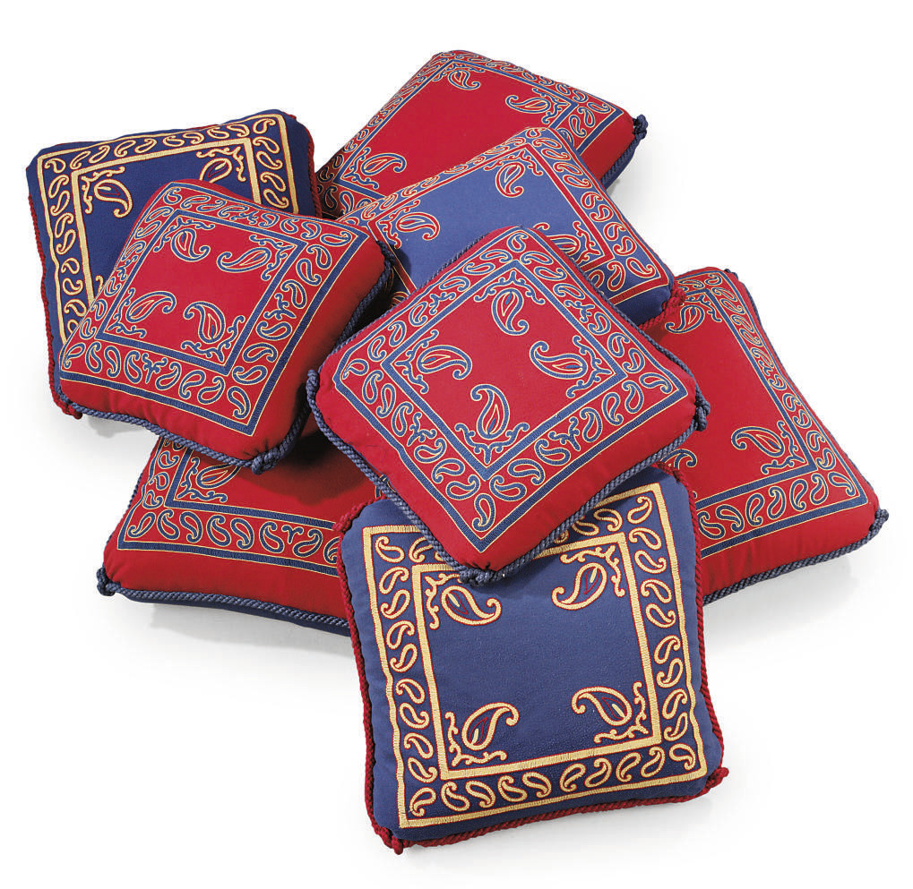 EIGHT ASSORTED EMBROIDERED WOOL CUSHIONS