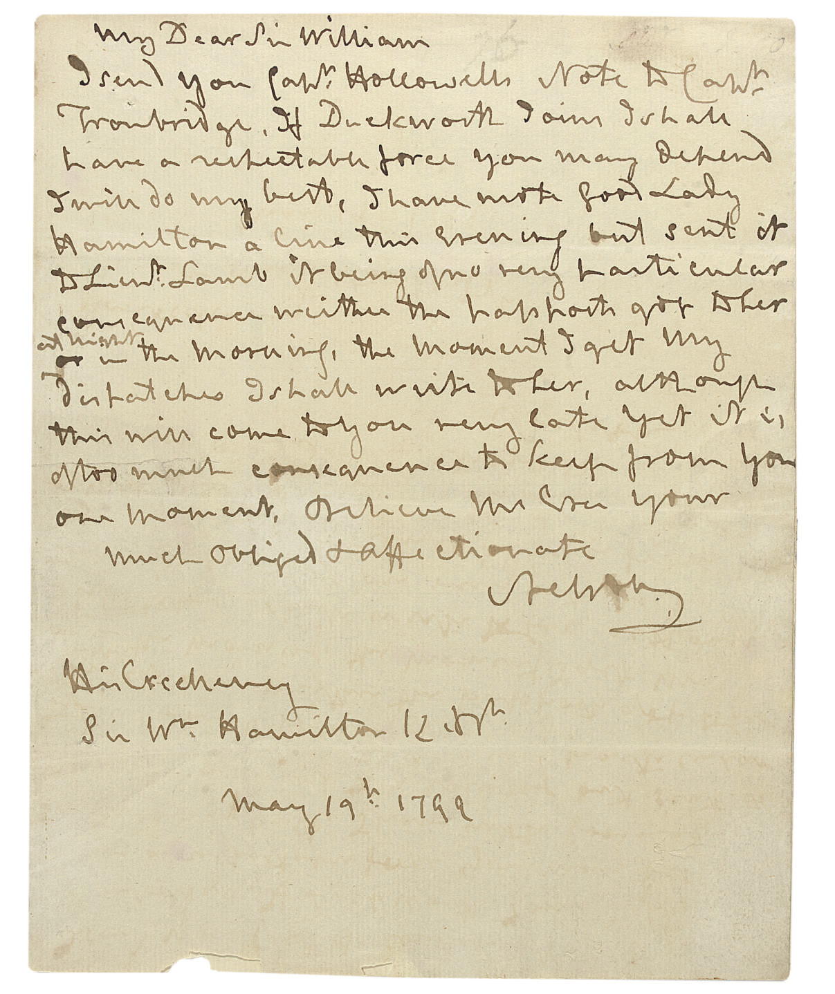 Nelson Horatio Viscount 1758 1805 Autograph Letter Signed Nelson To Sir William Hamilton N P Culloden At