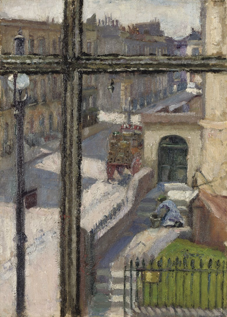 Spencer Frederick Gore (1878-1914), From a Window in the Hampstead Road, 1911. Oil on canvas. 14 x 10  in (35.5 x 25.4  cm). Sold for £115,250 on 18 June 2008 at Christie's in London