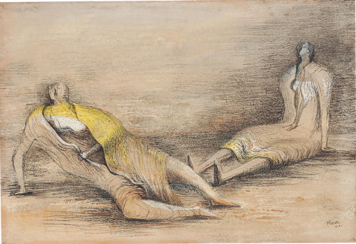 Two draped figures 
