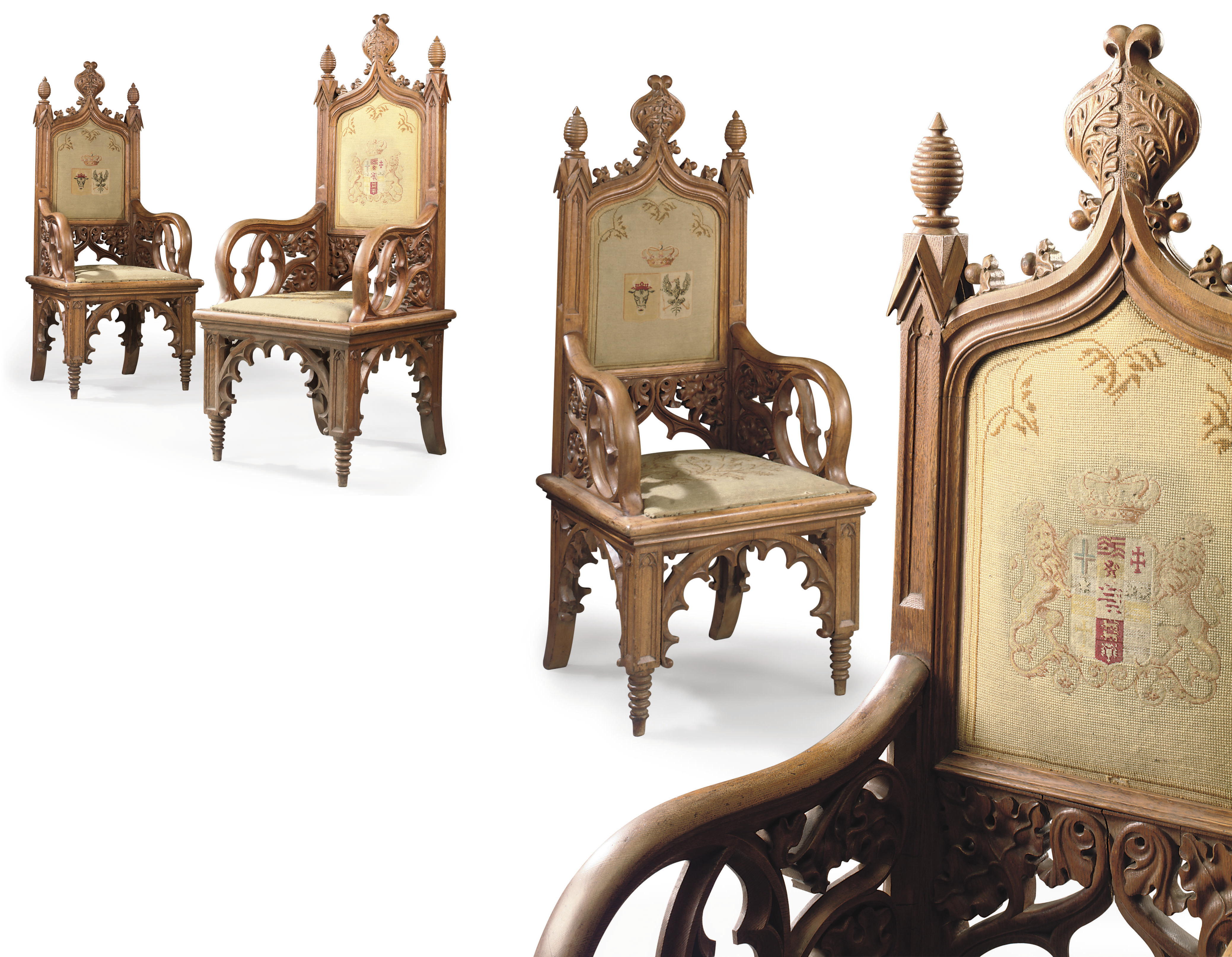 A PAIR OF GERMAN CARVED OAK OPEN ARMCHAIRS , CIRCA 1840 Christie's