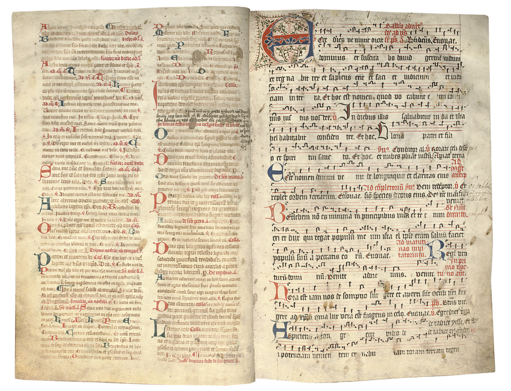 Noted Breviary In Latin Decorated Manuscript On Vellum