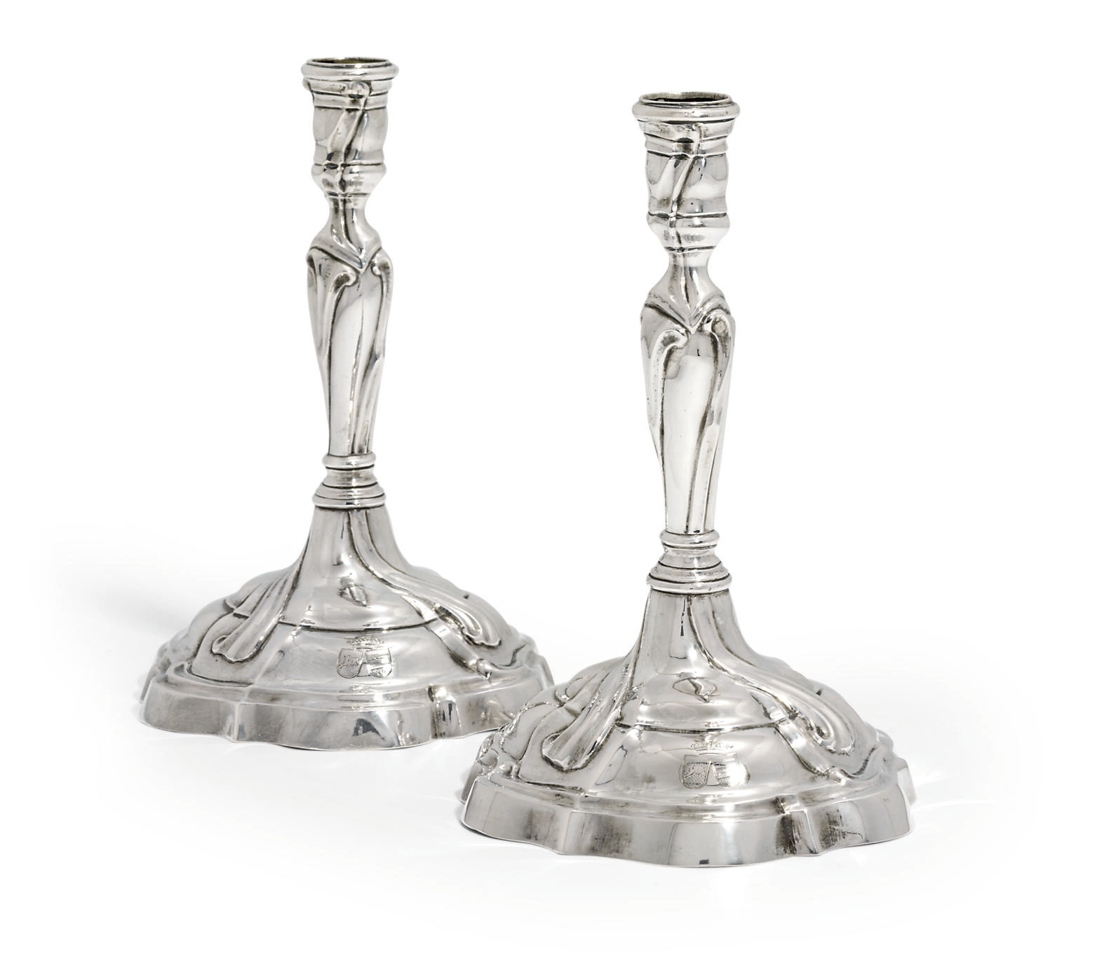 A PAIR OF GERMAN SILVER CANDLESTICKS , MARK OF JOHANN PHILIPP