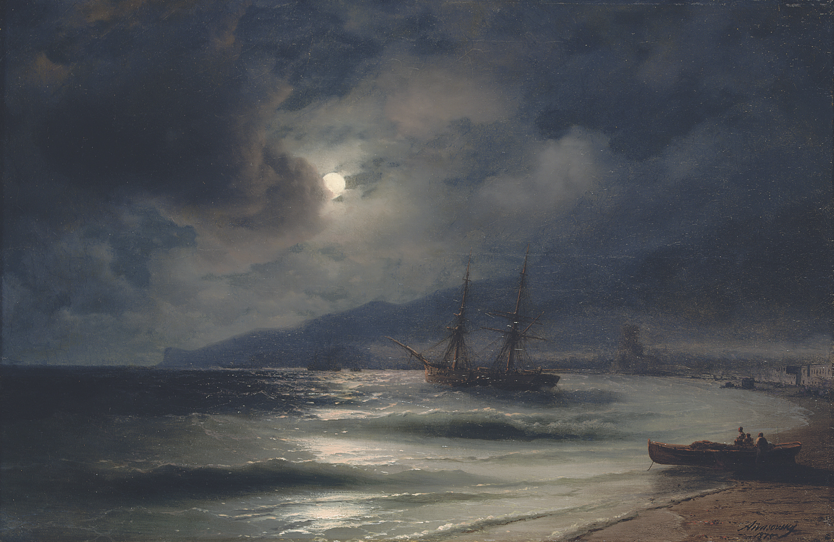 Ivan Aivazovsky (1817-1900) , On the coast at night | Christie's