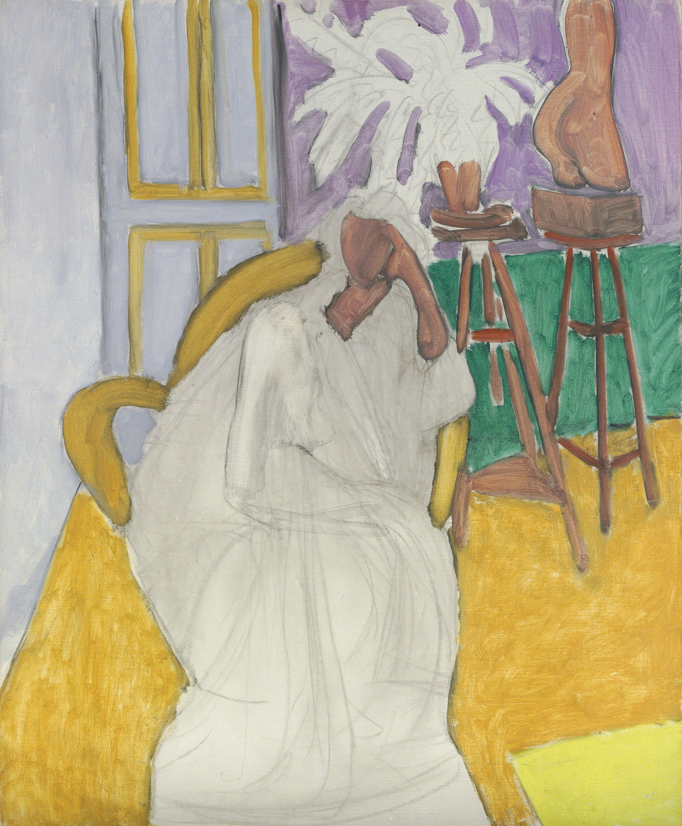 Figure assise et le torse grec (la gandoura) 
