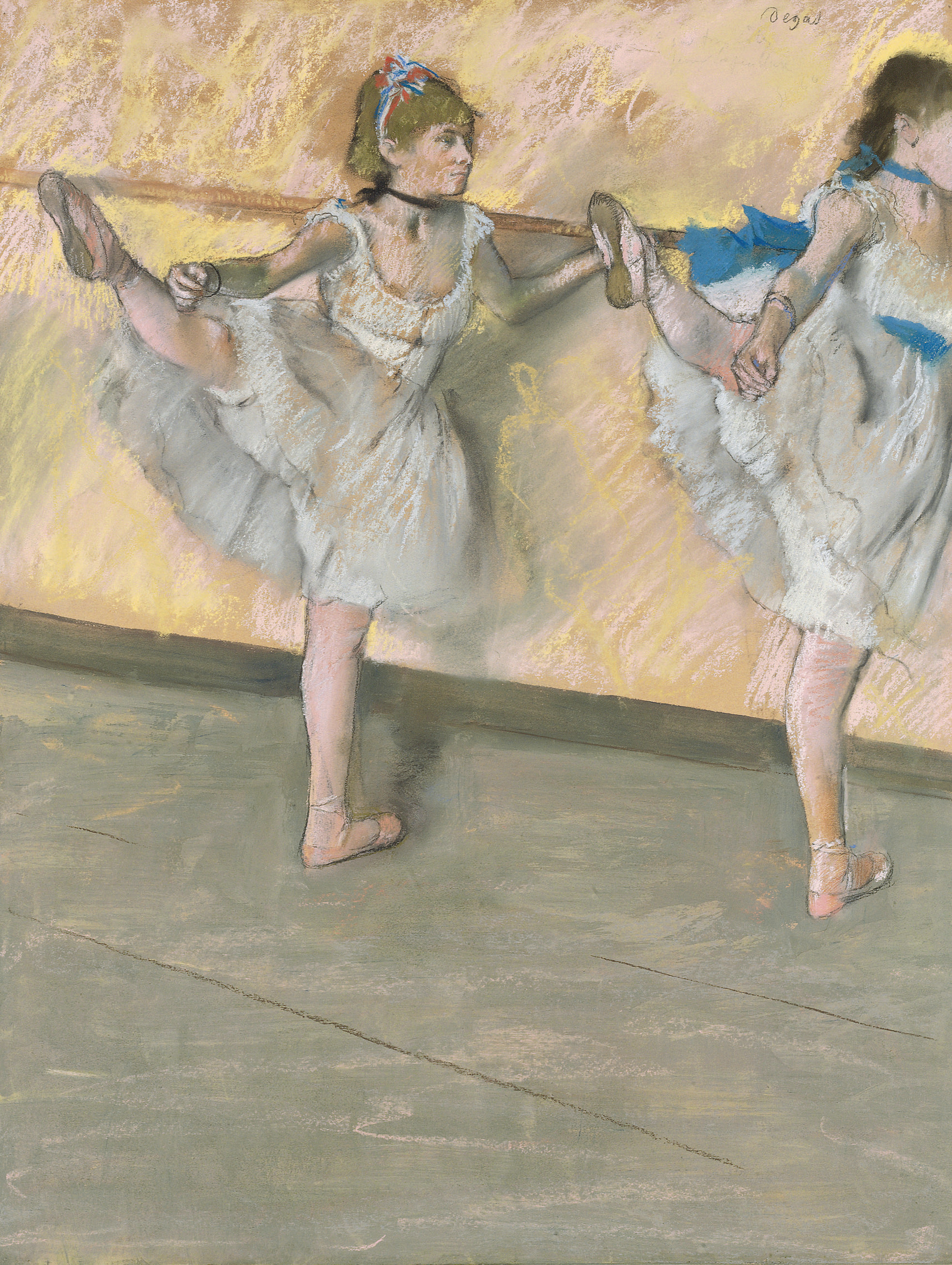 Edgar Degas (1834-1917), Danseuses &agrave; la barre, circa 1880 . Pastel, gouache and charcoal on paper. 25⅞ x 19⅞ in (65.8 x 50.7 cm). Sold for &pound;13,481,250 on 24 June 2008 at Christie&rsquo;s in London