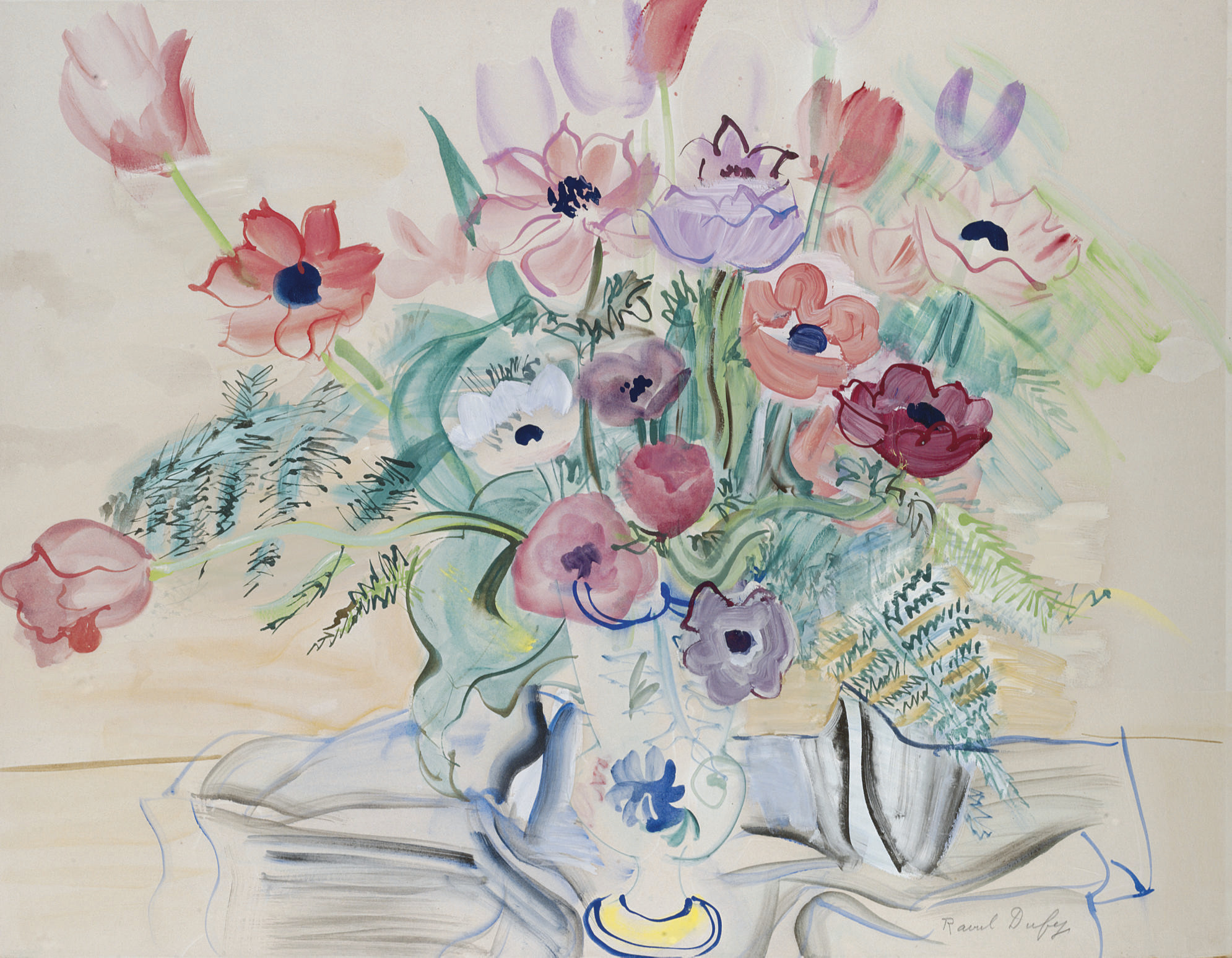 Raoul Dufy (18771953) , Bouquet d'anémones et de tulipes