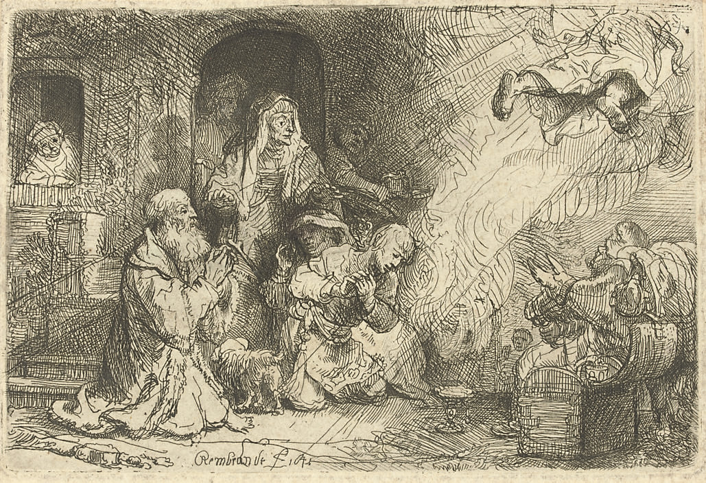 The Angel departing from the Family of Tobias (B., Holl. 43; H. 145)
