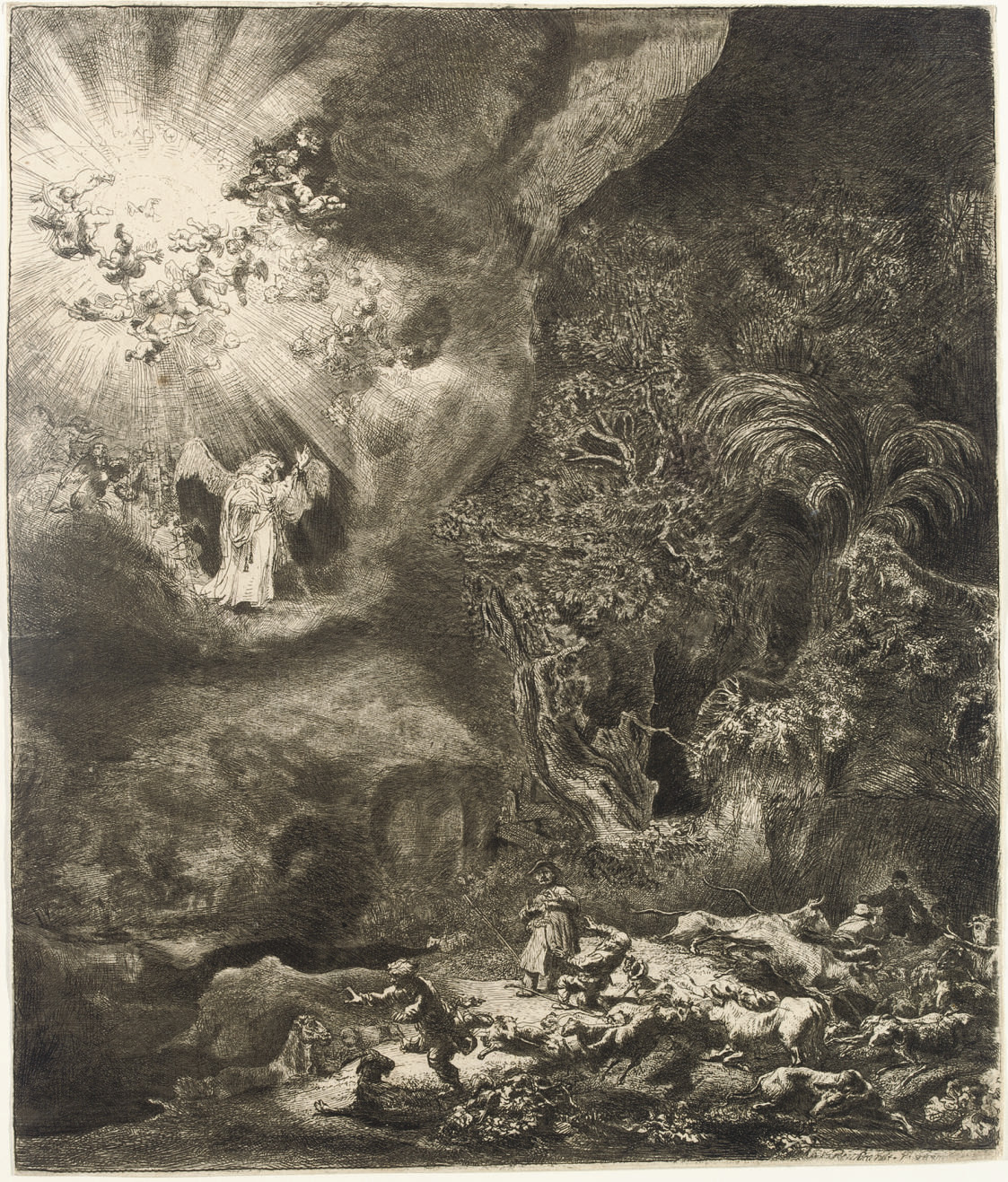 The Angel appearing to the Shepherds (B., Holl. 44; H. 120) 
