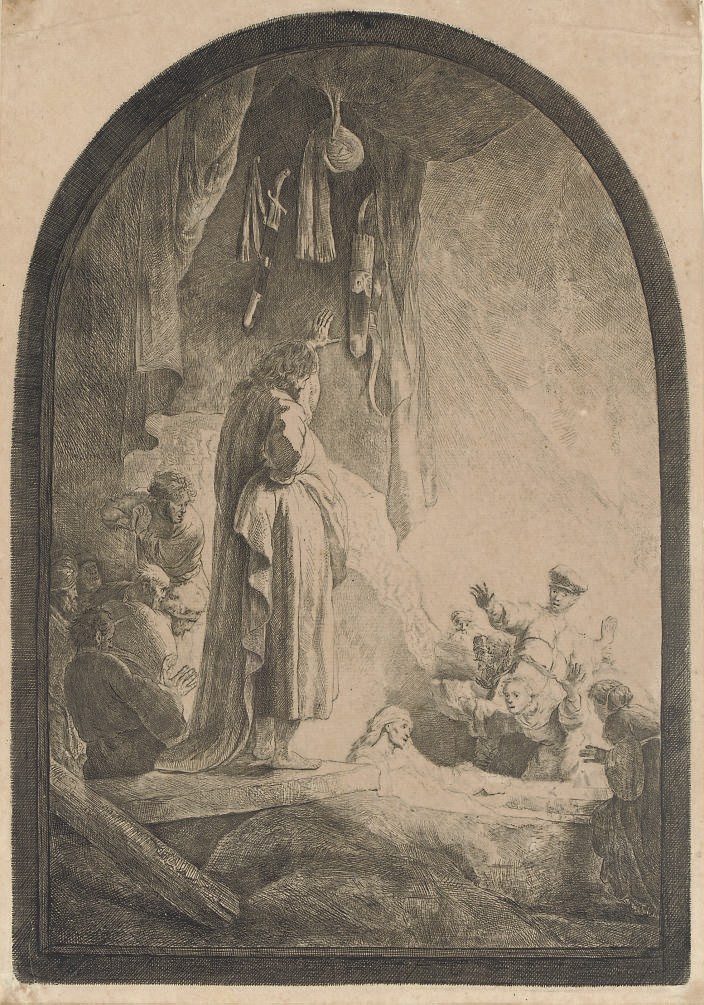 The Raising of Lazarus: Large Plate (B., Holl. 73; H. 95) 
