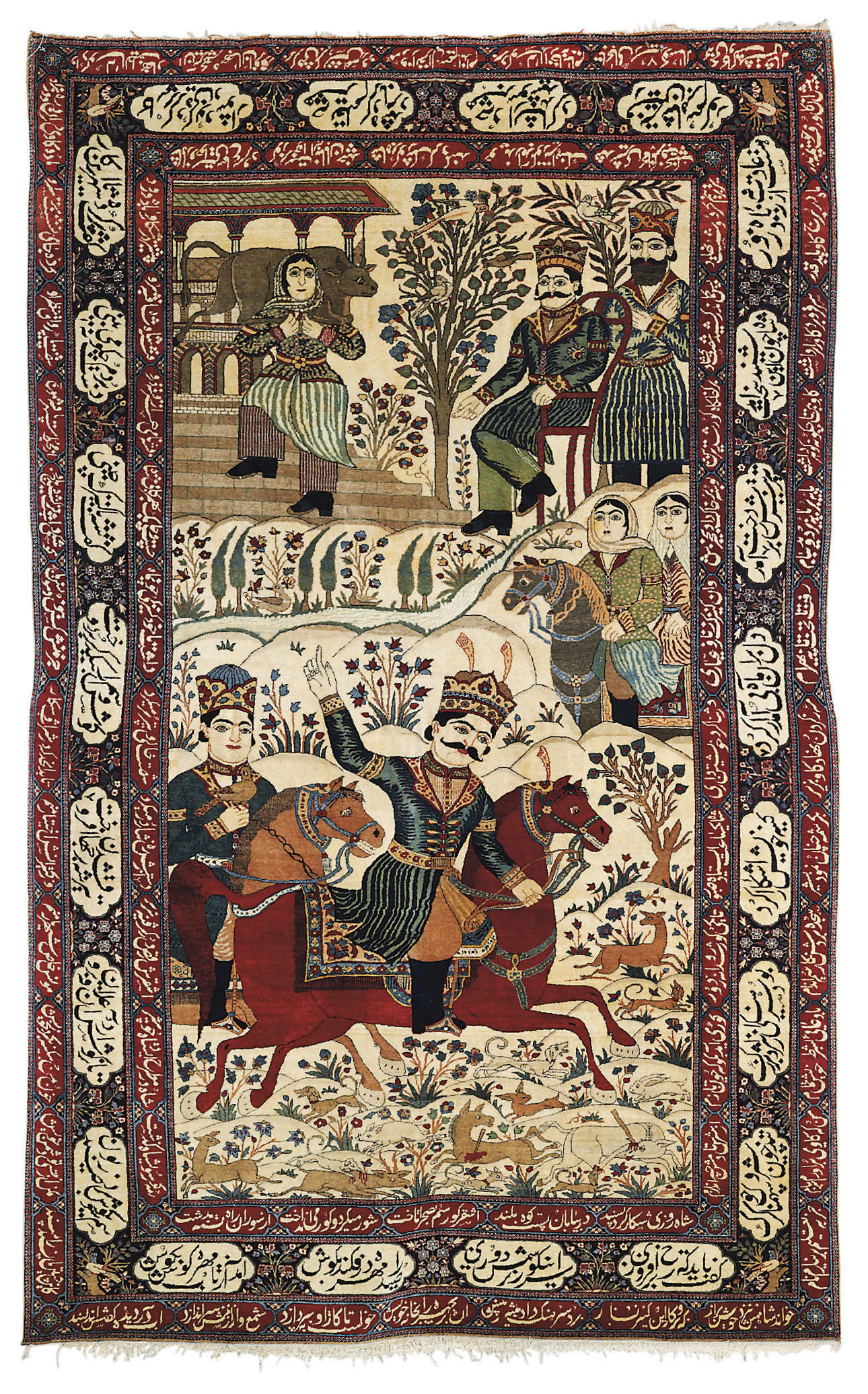 A PICTORIAL KASHAN 'MOHTASHAM' RUG , CENTRAL PERSIA, CIRCA 1890