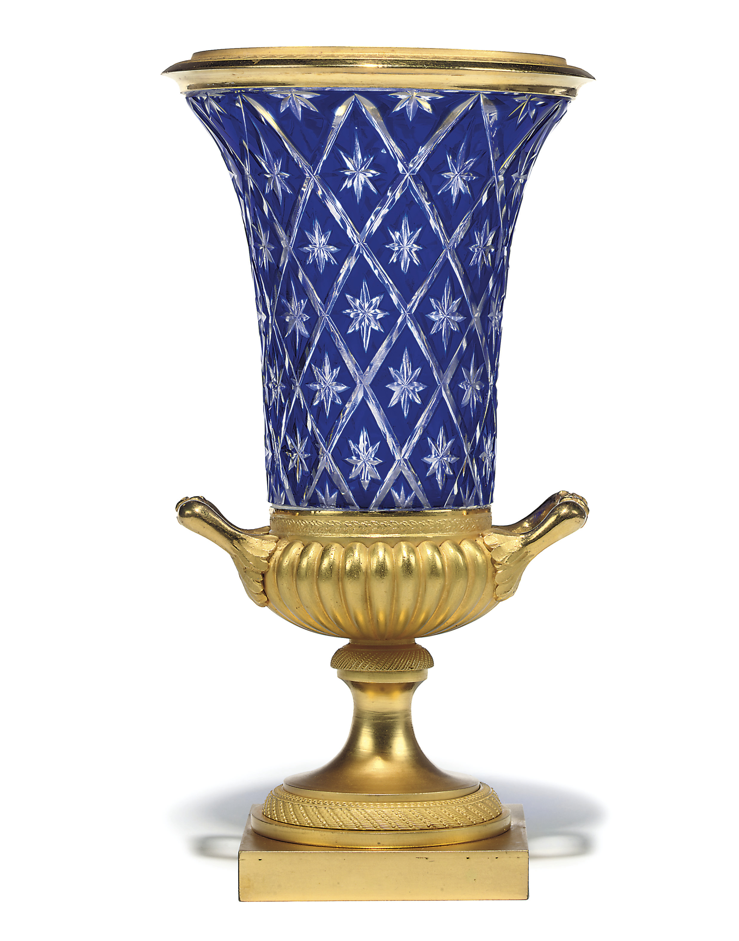 A RUSSIAN ORMOLU AND COBALTBLUE CUTGLASS VASE , CIRCA 1830
