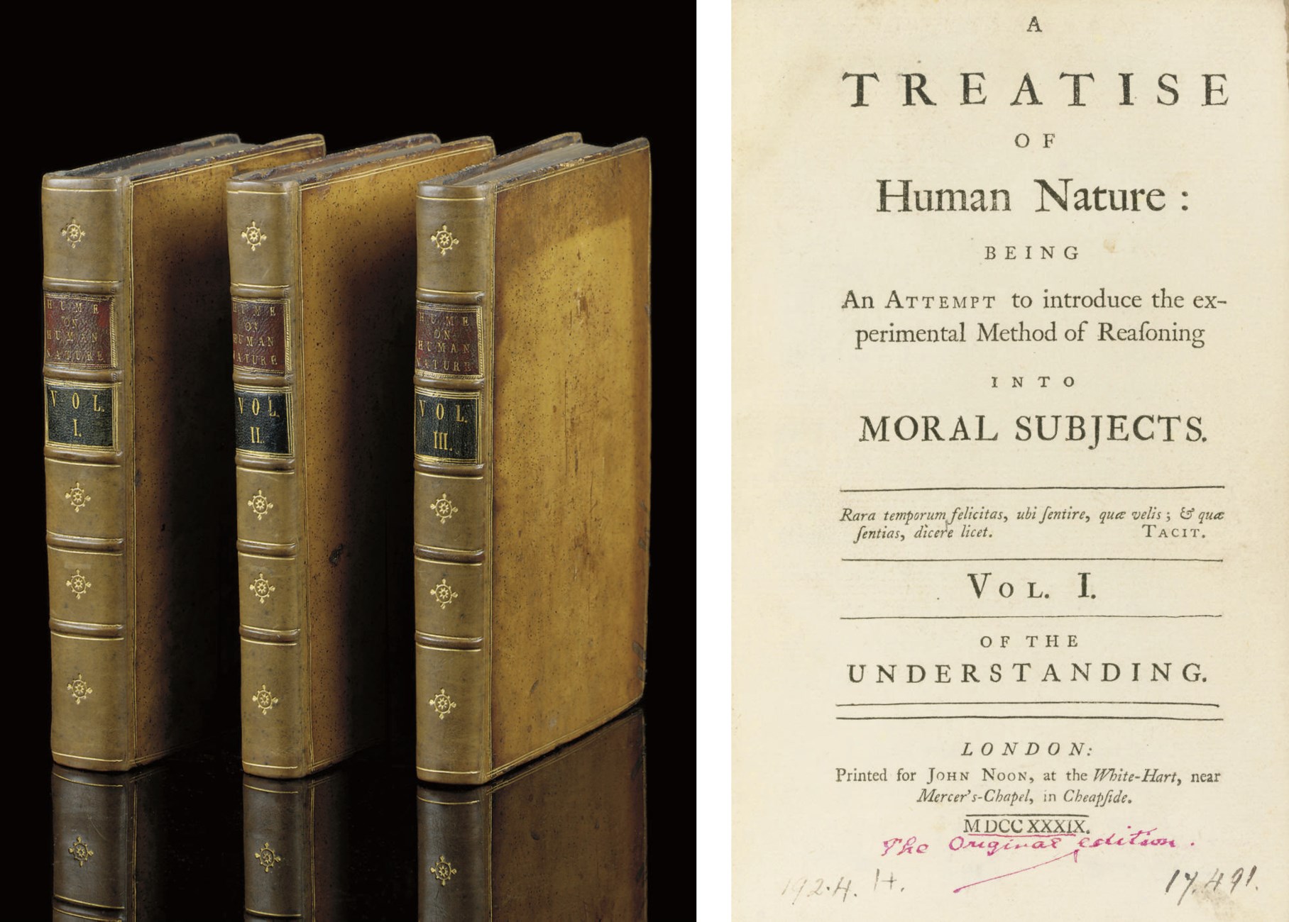HUME, David (1711-1776). A Treatise of Human Nature: being an Attempt